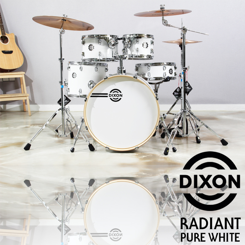 [★드럼채널★] Dixon Radiant Pure White Drum Set  (5기통/마호가니 쉘)